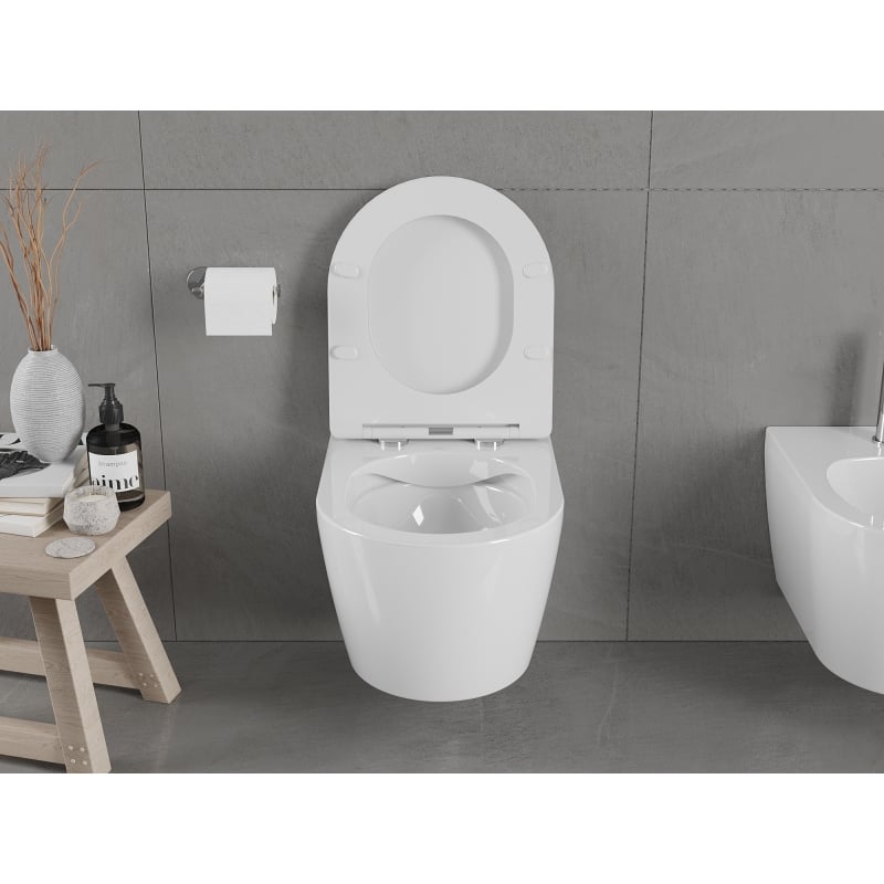 Mexen Carmen miska wc Rimless z deską wolnoopadającą slim, duroplast, biała połysk - 30880300