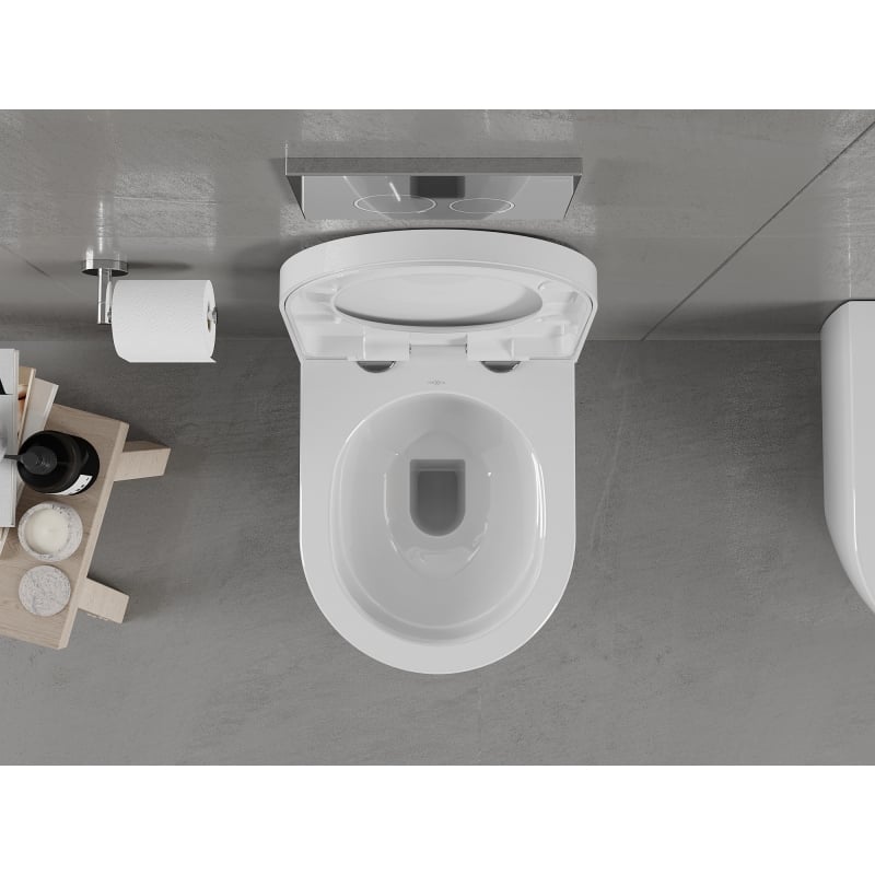 Mexen Carmen miska wc Rimless z deską wolnoopadającą twarda, duroplast, biała połysk - 30880200