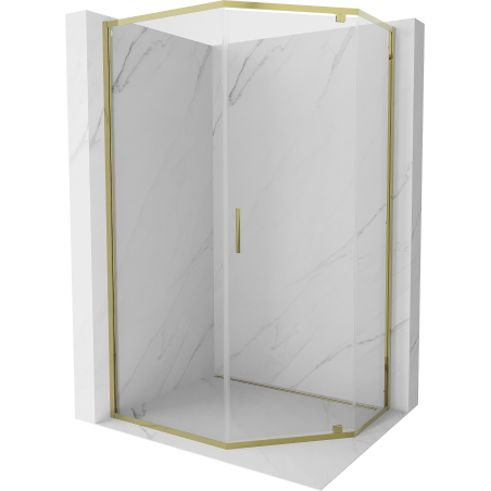 Mexen Exo kabina prysznicowa pięciokątna uchylna 100 x 80 cm, transparent, złota - 812-100-080-50-00