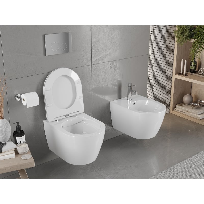 Mexen Carmen miska wc Rimless z deską wolnoopadającą slim, duroplast, biała połysk - 30880300