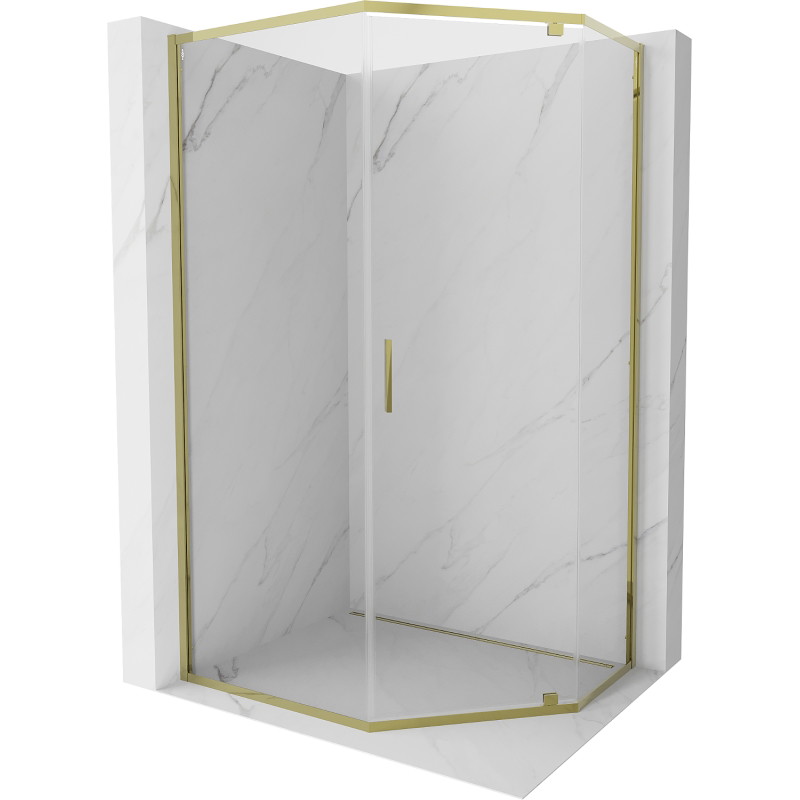 Mexen Exo-R kabina prysznicowa pięciokątna uchylna 100 x 90 cm, transparent, złota - 812-100-090-50-00
