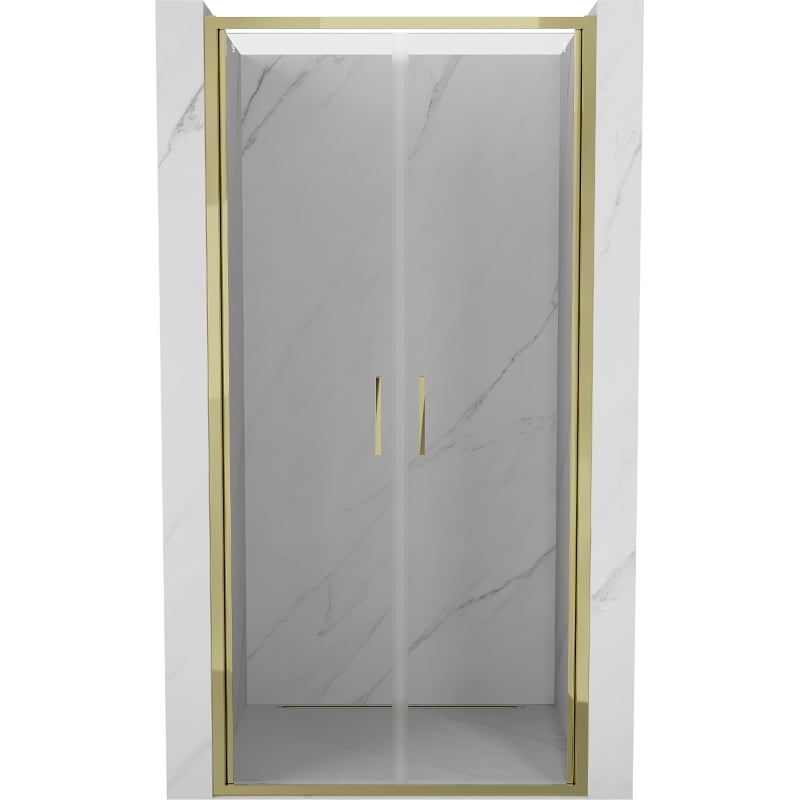 Mexen Exo drzwi prysznicowe podwójne uchylne 120 cm, transparent, złote - 814-120-000-50-00