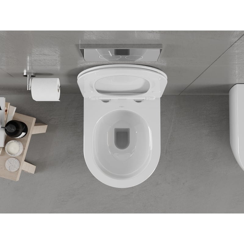 Mexen Carmen miska wc Rimless z deską wolnoopadającą slim, duroplast, biała połysk - 30880400