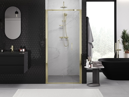 Mexen Exo drzwi prysznicowe składane 120 cm, transparent, złote - 816-120-000-50-00