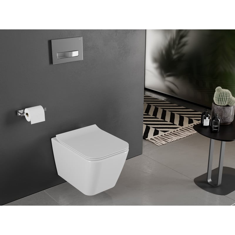 Mexen Cube miska wc Rimless z deską wolnoopadającą slim, duroplast, biała połysk - 30924000