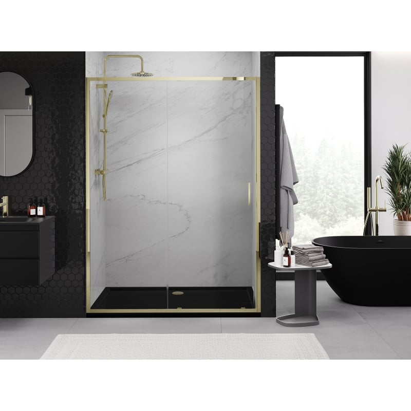 Mexen Exo drzwi prysznicowe rozsuwane 170 cm, transparent, złote - 8151-170-000-50-00