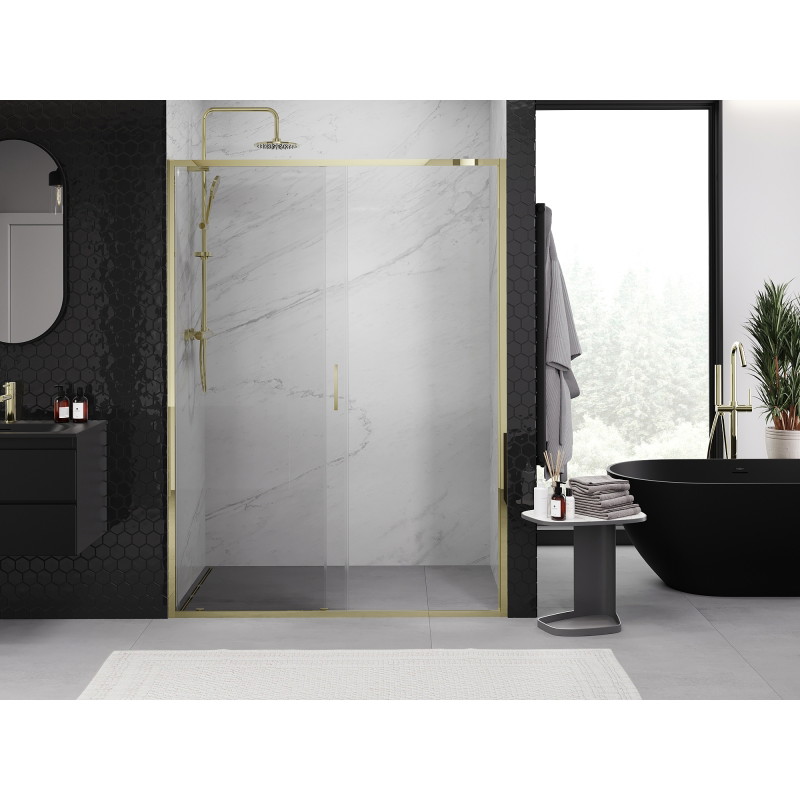 Mexen Exo-S drzwi prysznicowe rozsuwane 180 cm, transparent, złote - 8151-180-000-50-00