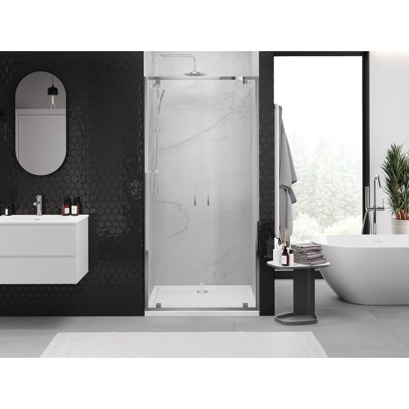 Mexen Exo drzwi prysznicowe podwójne uchylne 120 cm, transparent, chrom - 8182-120-000-01-00