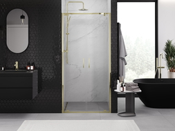 Mexen Exo drzwi prysznicowe podwójne uchylne 120 cm, transparent, złote - 8182-120-000-50-00