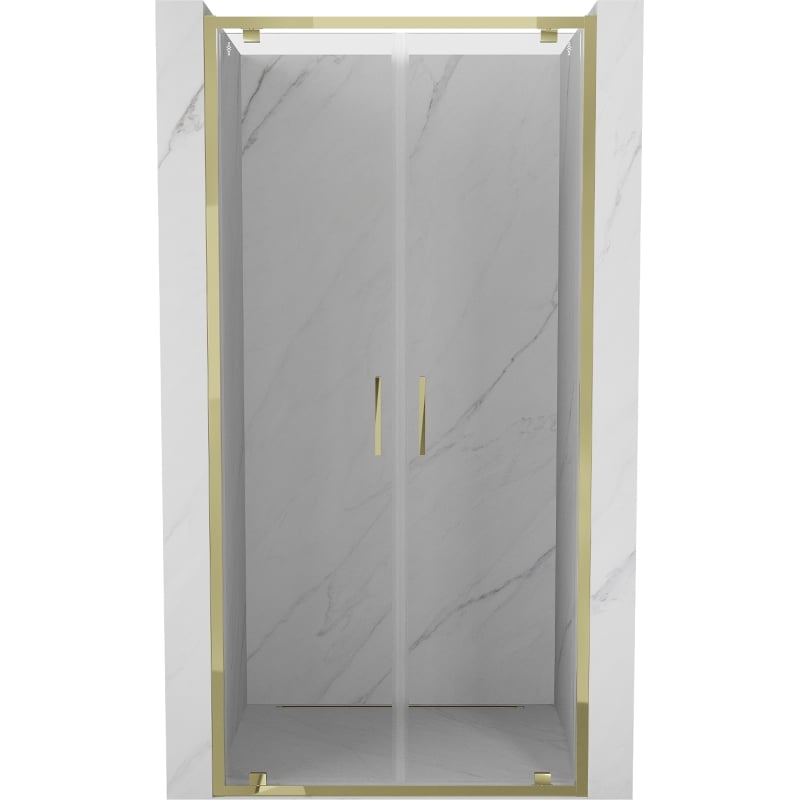 Mexen Exo drzwi prysznicowe podwójne uchylne 120 cm, transparent, złote - 8182-120-000-50-00