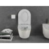 Mexen Lena miska wc Rimless z deską wolnoopadającą slim, duroplast, biała/złota wzór kratka - 30224009