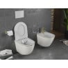 Mexen Lena miska wc Rimless z deską wolnoopadającą slim, duroplast, biała/złota wzór kratka - 30224009