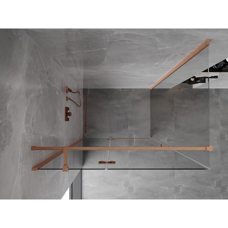 Mexen Mist-H T kabina prysznicowa uchylna lewa 80 x 110 cm, transparent, miedź szczotkowana - 8A5T-080-110-65-00-L