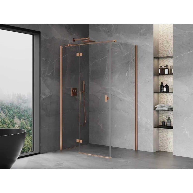 Mexen Mist-H T kabina prysznicowa uchylna lewa 95 x 110 cm, transparent, miedź szczotkowana - 8A5T-095-110-65-00-L
