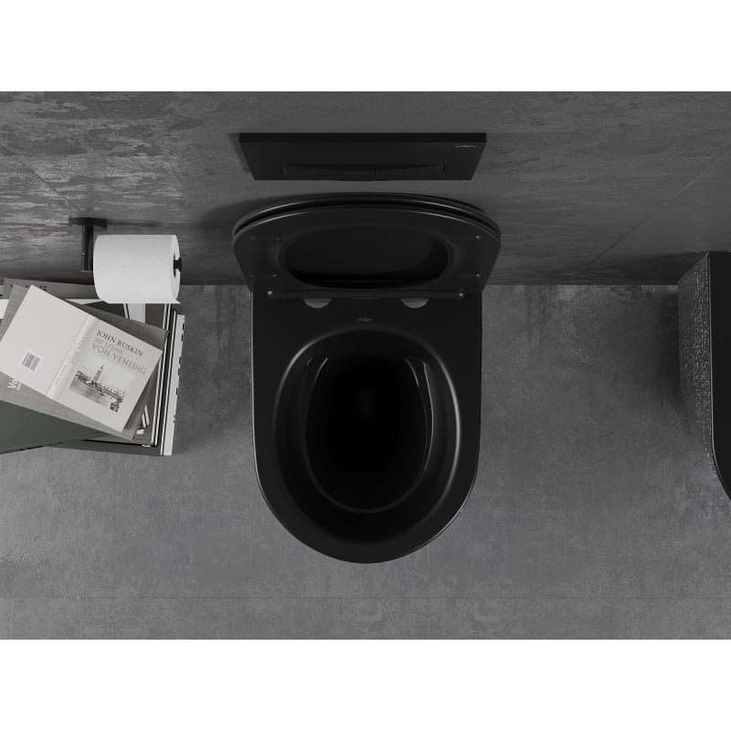 Mexen Lena miska wc Rimless z deską wolnoopadającą slim, duroplast, czarna mat/srebrna wzór łuski - 30224072