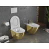 Mexen Lena miska wc Rimless z deską wolnoopadającą slim, duroplast, biała/złota - 30224006
