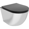 Mexen Lena miska wc Rimless z deską wolnoopadającą slim, duroplast, czarna mat/srebrna - 30224074
