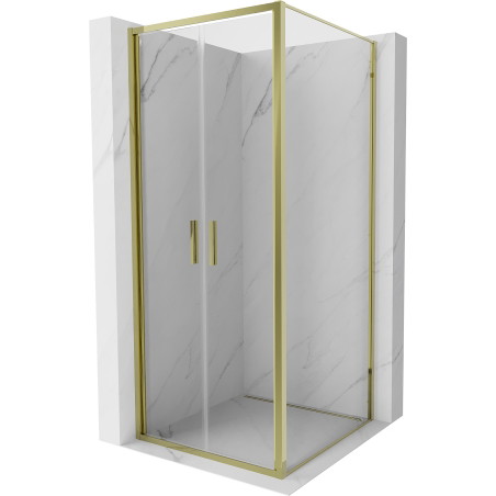 Mexen Exo-B Duo kabina prysznicowa uchylna 110 x 110 cm, transparent, złota - 814-110-110-50-00