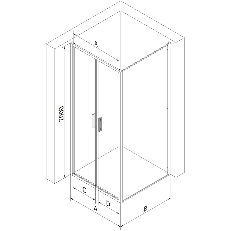 Mexen Exo-B Duo kabina prysznicowa uchylna 80 x 110 cm, transparent, czarna - 814-080-110-70-00