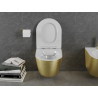 Mexen Lena miska wc Rimless z deską wolnoopadającą slim, duroplast, biała/złota wzór linie - 30224007