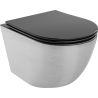 Mexen Lena miska wc Rimless z deską wolnoopadającą slim, duroplast, czarna mat/srebrna wzór linie - 30224073