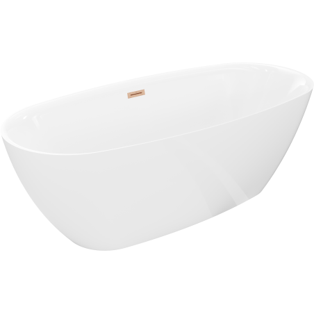 Mexen Luvo Slim wanna wolnostojąca 170 x 75 cm, biała, przelew miedź szczotkowana - 52801707500-65
