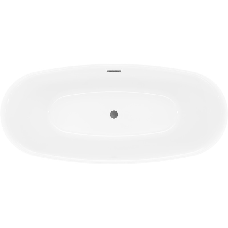 Mexen Luvo Slim wanna wolnostojąca 170 x 75 cm, biała, przelew gun gray szczotkowany - 52801707500-66