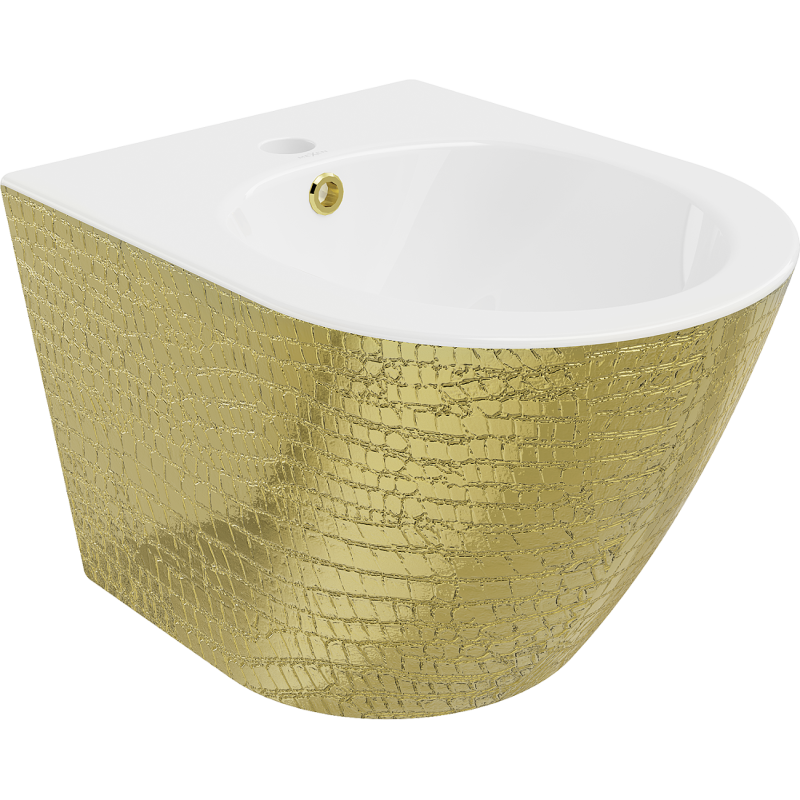 Mexen Lena bidet wiszący, biały/złoty wzór łuski - 35224808