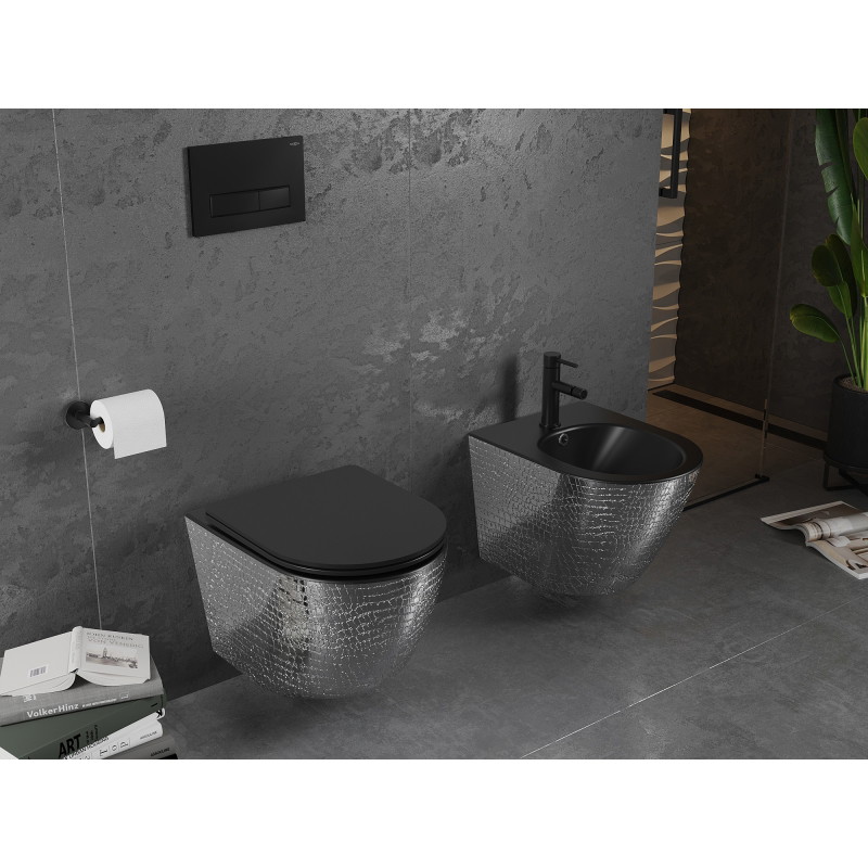 Mexen Lena bidet wiszący, czarna mat/srebrny wzór łuski - 35224872