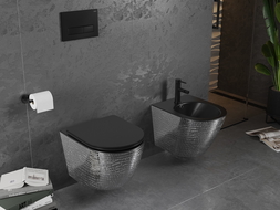 Mexen Lena bidet wiszący, czarna mat/srebrny wzór łuski - 35224872