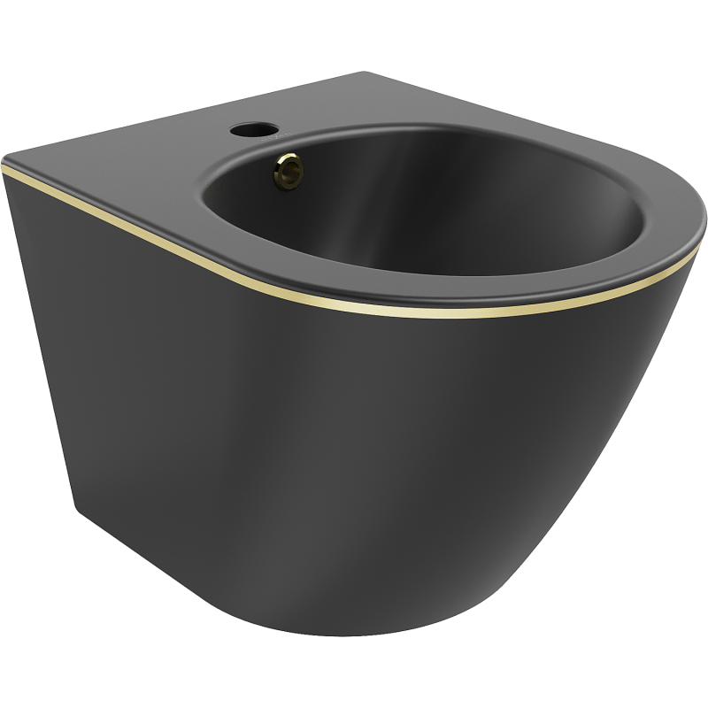 Mexen Lena bidet wiszący, czarny mat/złoty linia - 35224875
