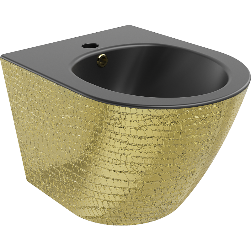 Mexen Lena bidet wiszący, czarny mat/złoty wzór łuski - 35224878
