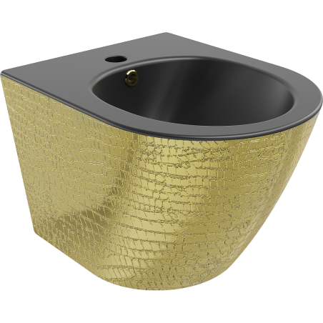 Mexen Lena bidet wiszący, czarny mat/złoty wzór łuski - 35224878