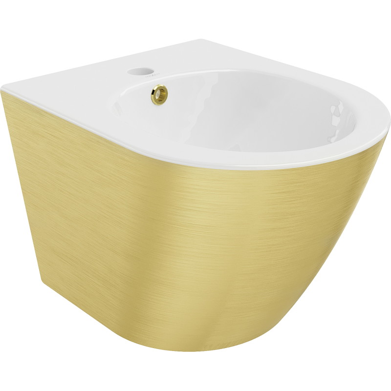 Mexen Lena bidet wiszący, biały/złoty wzór linie - 35224807