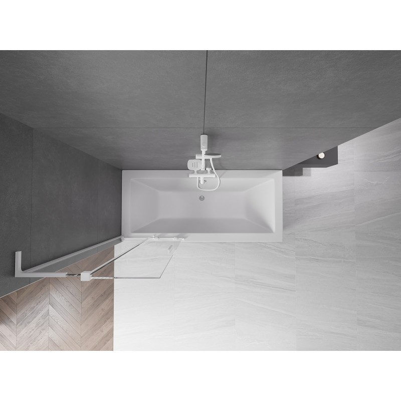 Mexen Velar L parawan nawannowy 2-skrzydłowy rozsuwany 70 x 150 cm, transparent, biały - 896-070-003-01-20