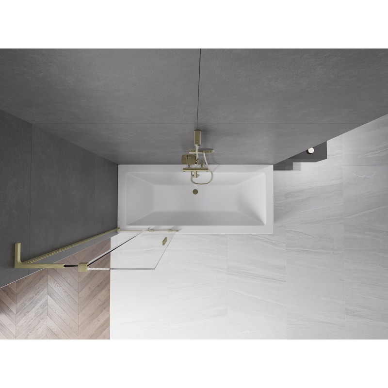 Mexen Velar L parawan nawannowy 2-skrzydłowy rozsuwany 70 x 150 cm, transparent, złoty szczotkowany - 896-070-003-01-55