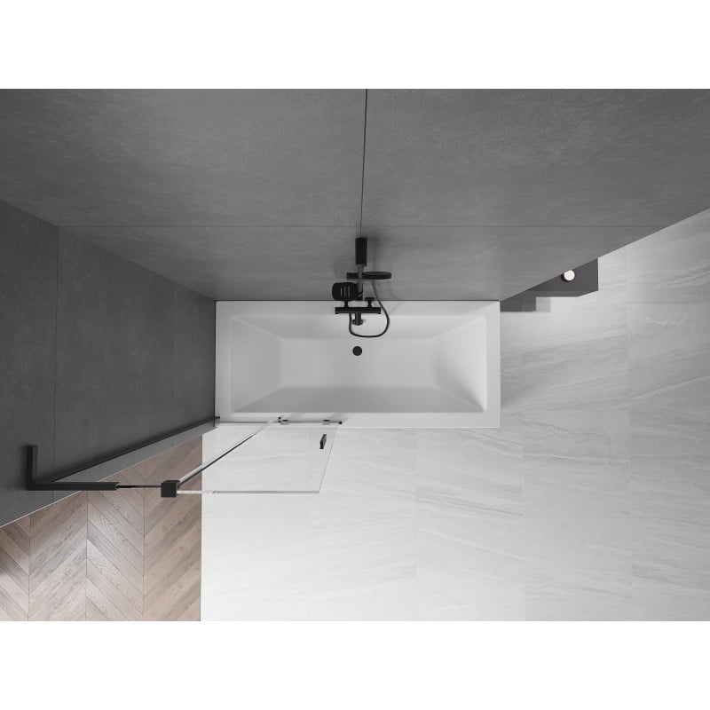 Mexen Velar L parawan nawannowy 2-skrzydłowy rozsuwany 80 x 150 cm, transparent, czarny - 896-080-003-01-70