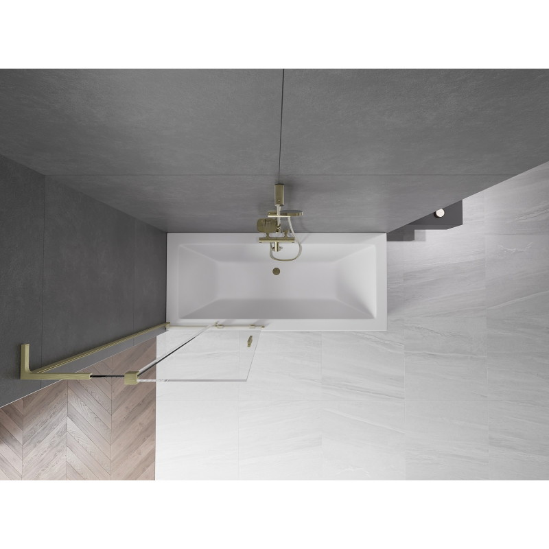 Mexen Velar L parawan nawannowy 2-skrzydłowy rozsuwany 80 x 150 cm, transparent, złoty szczotkowany - 896-080-003-01-55