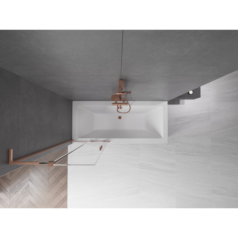 Mexen Velar L parawan nawannowy 2-skrzydłowy rozsuwany 70 x 150 cm, transparent, miedź szczotkowana - 896-070-003-01-65