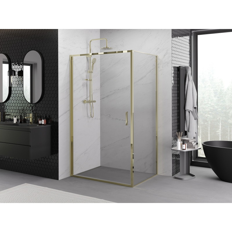 Mexen Exo-B kabina prysznicowa uchylna 75 x 120 cm, transparent, złota - 817-075-120-50-00