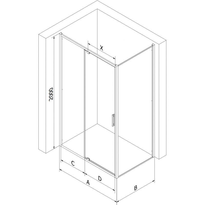 Mexen Exo kabina prysznicowa uchylna 125 x 120 cm, transparent, chrom - 819-125-120-01-00
