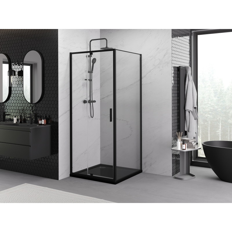 Mexen Exo-R kabina prysznicowa uchylna 120 x 120 cm, transparent, czarna - 819-120-120-70-00