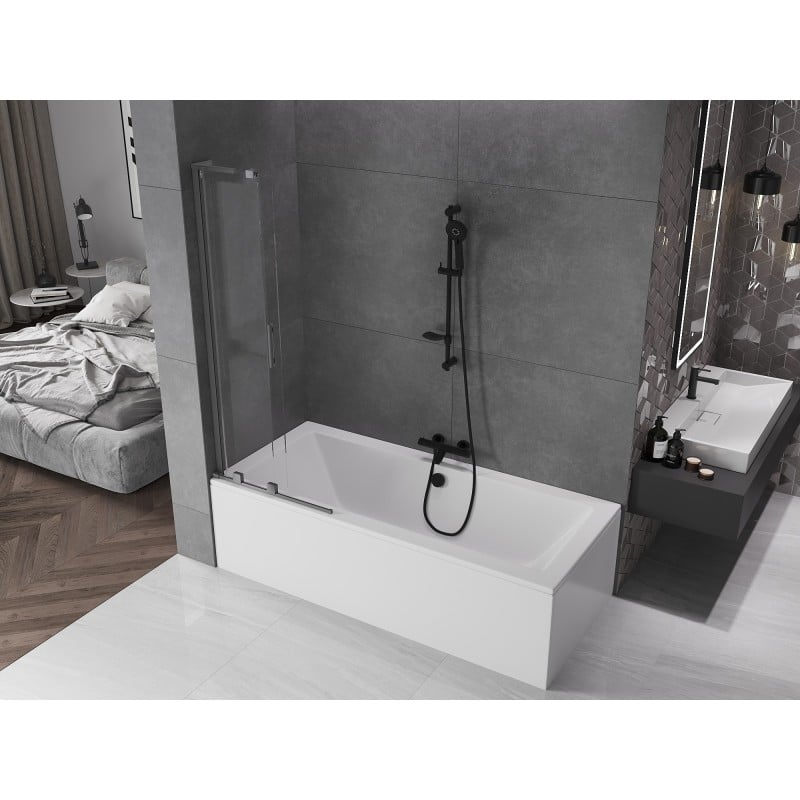 Mexen Velar L parawan nawannowy 2-skrzydłowy rozsuwany 75 x 150 cm, transparent, gun metal - 896-075-003-01-95