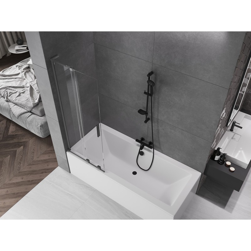 Mexen Velar L parawan nawannowy 2-skrzydłowy rozsuwany 75 x 150 cm, transparent, gun metal - 896-075-003-01-95