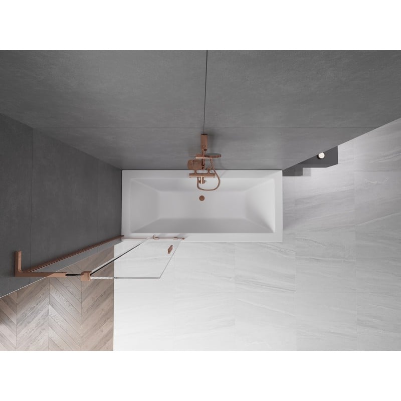 Mexen Velar L parawan nawannowy 2-skrzydłowy rozsuwany 75 x 150 cm, transparent, różowe złoto - 896-075-003-01-60