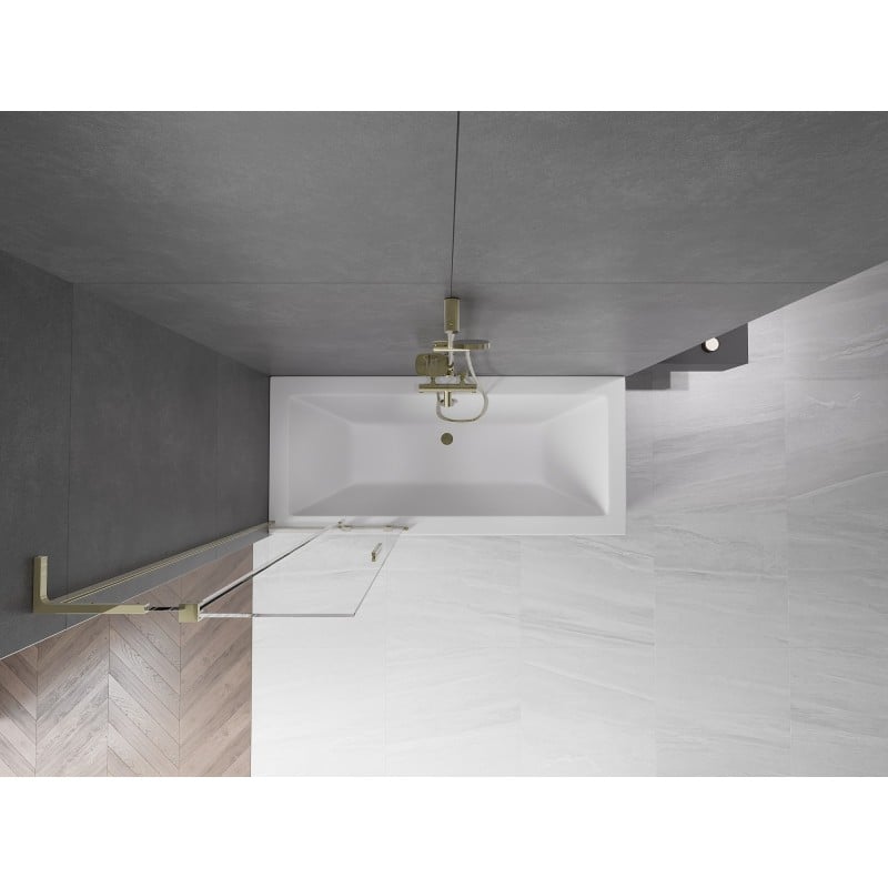 Mexen Velar L parawan nawannowy 2-skrzydłowy rozsuwany 75 x 150 cm, transparent, złoty - 896-075-003-01-50