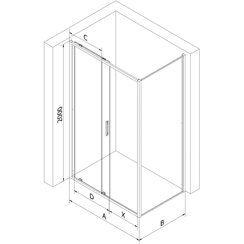Mexen Exo kabina prysznicowa rozsuwana 95 x 120 cm, transparent, czarna - 8151-095-120-70-00