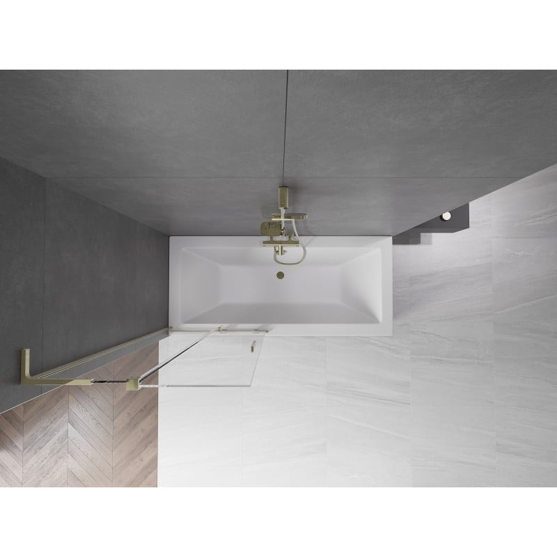 Mexen Velar L parawan nawannowy 2-skrzydłowy rozsuwany 85 x 150 cm, transparent, złoty - 896-085-003-01-50