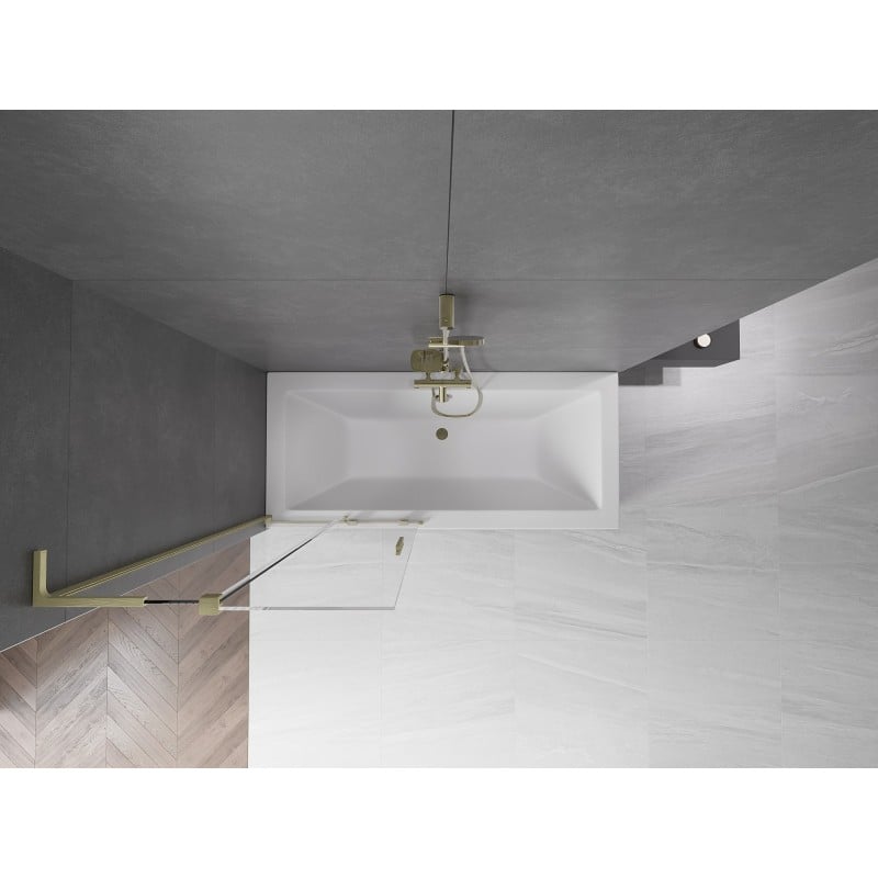Mexen Velar L parawan nawannowy 2-skrzydłowy rozsuwany 85 x 150 cm, transparent, złoty szczotkowany - 896-085-003-01-55