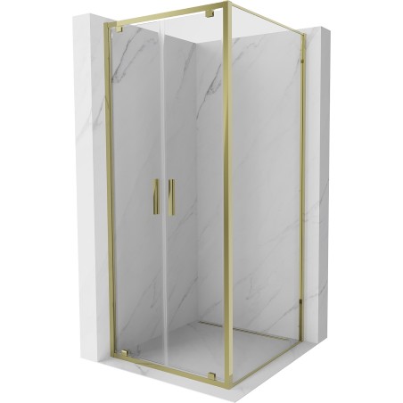 Mexen Exo-BR Duo kabina prysznicowa uchylna 110 x 110 cm, transparent, złota - 8182-110-110-50-00